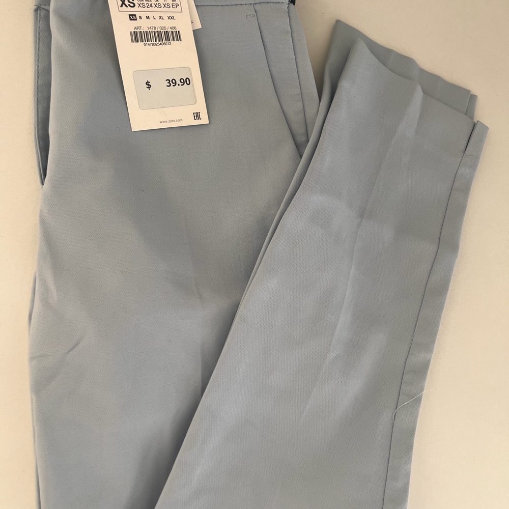 Zara Straight-Leg Pants in Light Blue